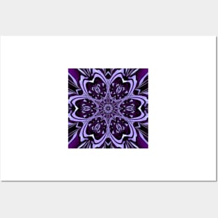 Copy of pale white and vivid purple hexagonal floral patterned design Posters and Art